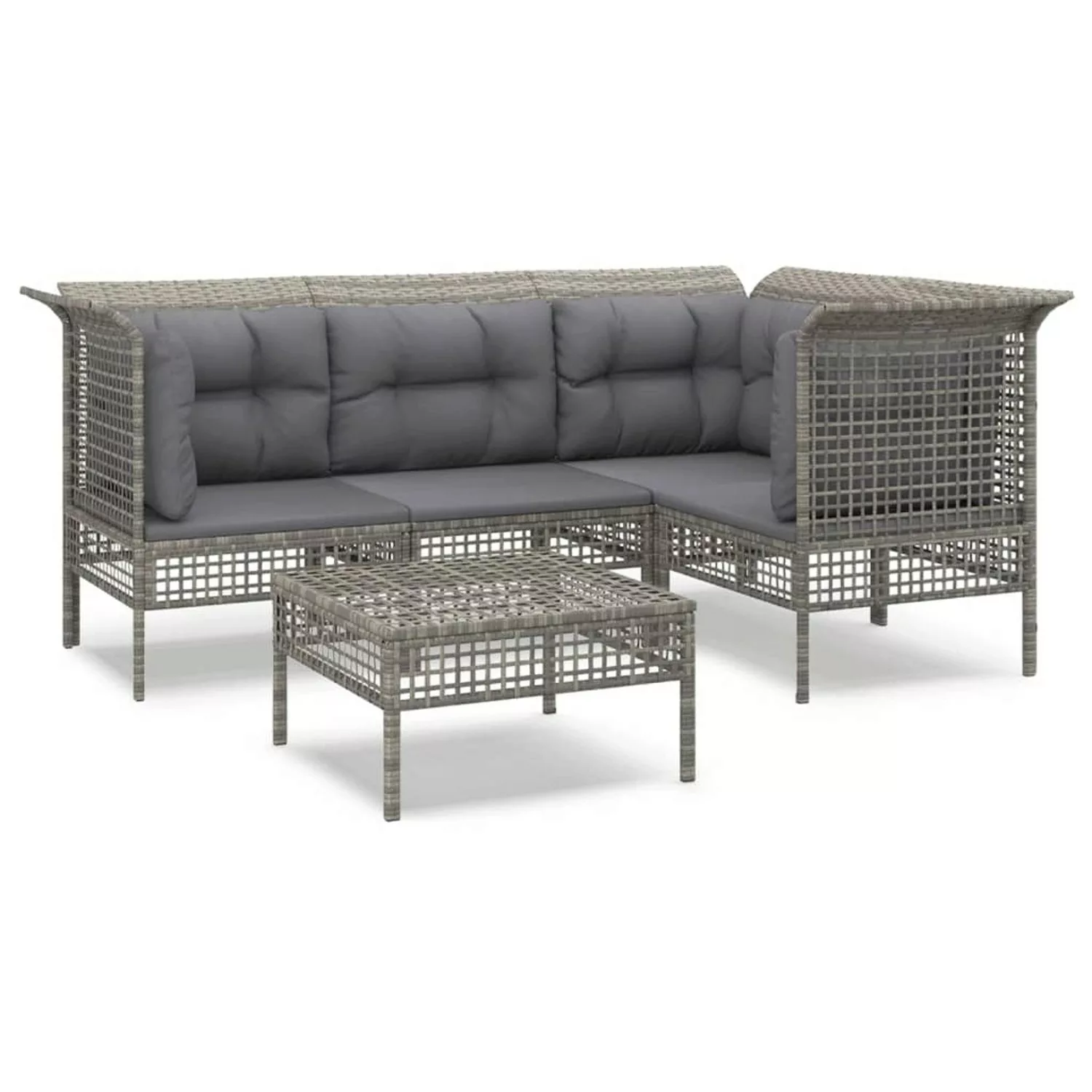 Vidaxl 5-tlg. Garten-lounge-set Mit Kissen Grau Poly Rattan günstig online kaufen