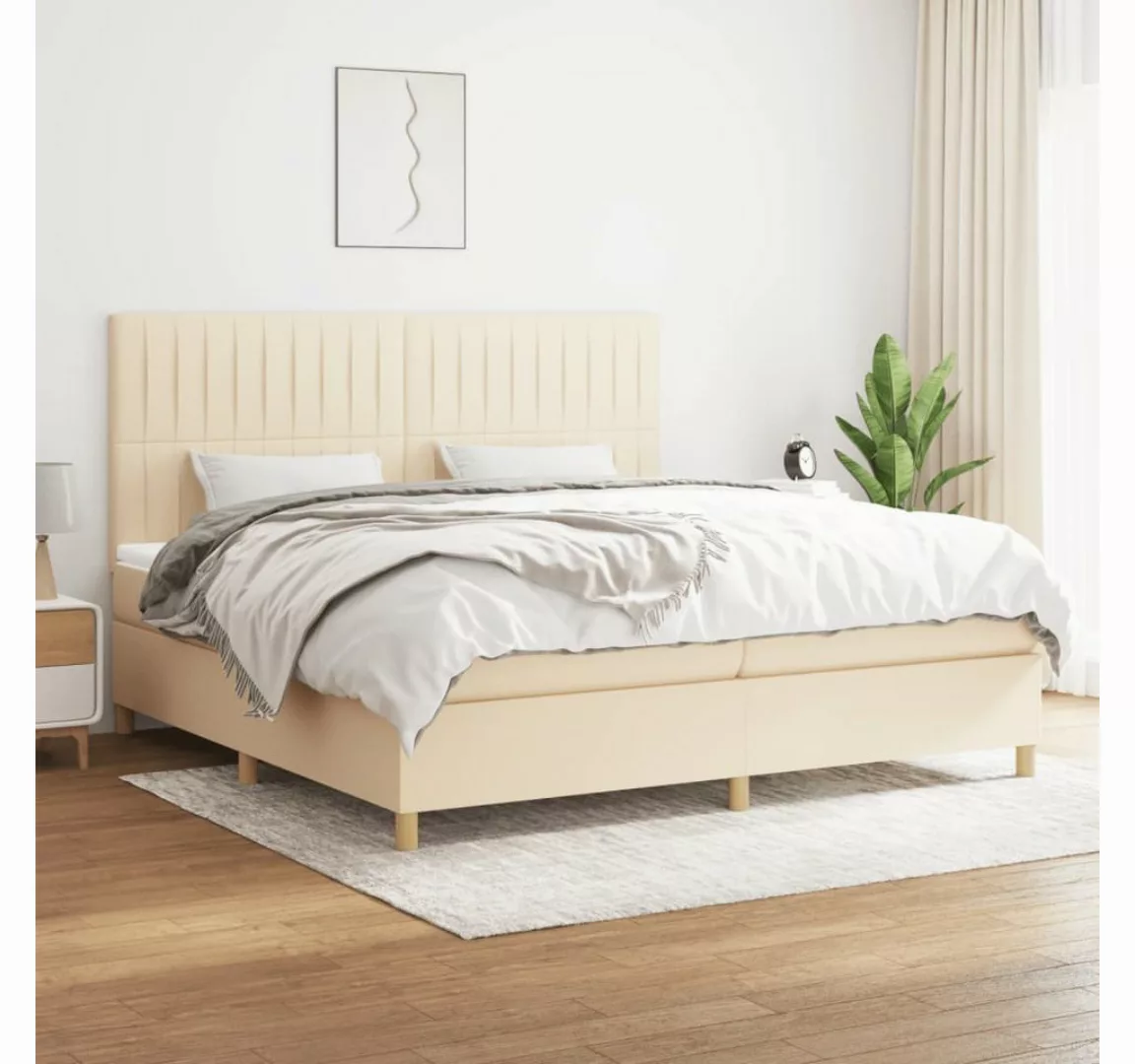 vidaXL Boxspringbett Boxspringbett mit Matratze Creme 200x200 cm Stoff Bett günstig online kaufen