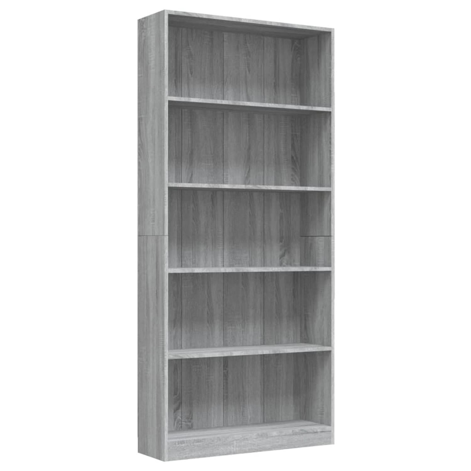 vidaXL Bücherregal 5 Fächer Grau Sonoma-Eiche 80x24x175 Holzwerkstoff günstig online kaufen