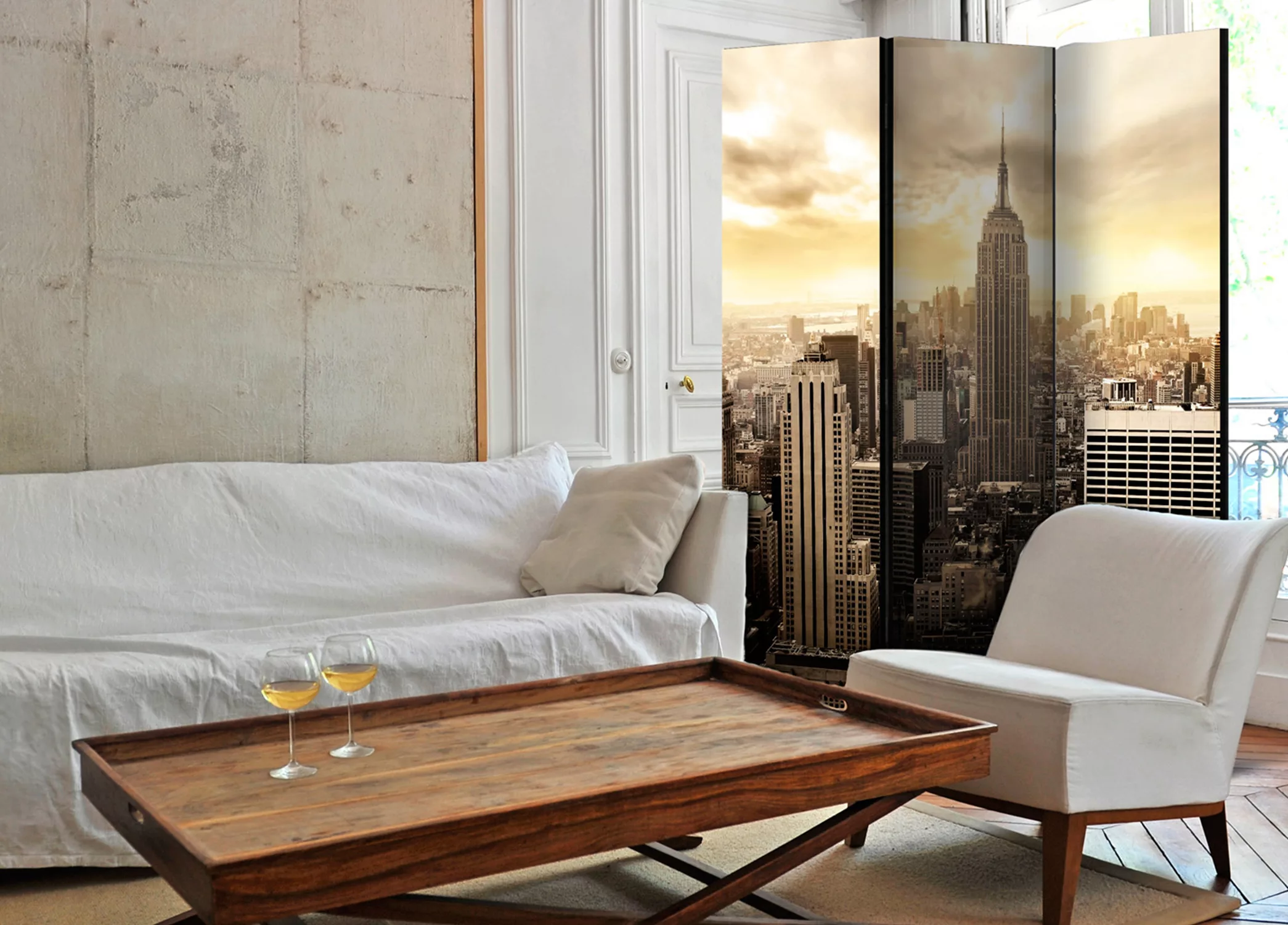 3-teiliges Paravent - Light Of New York [room Dividers] günstig online kaufen