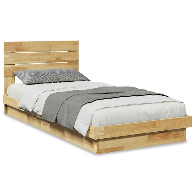 vidaXL Bett, Massivholzbett mit Kopfteil ohne Matratze 75x190 cm Eichenholz günstig online kaufen