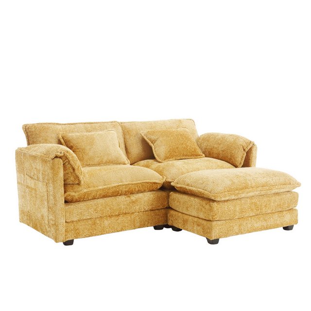 REDOM Sofa Küchensofa, 2-Sitzer-Loungesofa mit Chenille-Stoff & Fußstütze, günstig online kaufen