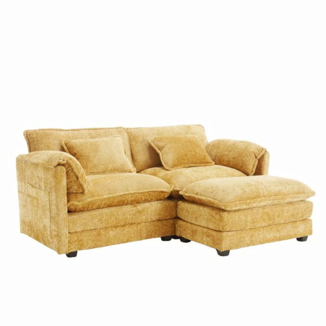 OKWISH Sofa Modernes 2-Sitzer-Loungesofa mit Chenille-Stoff & Fußstütze,Kin günstig online kaufen