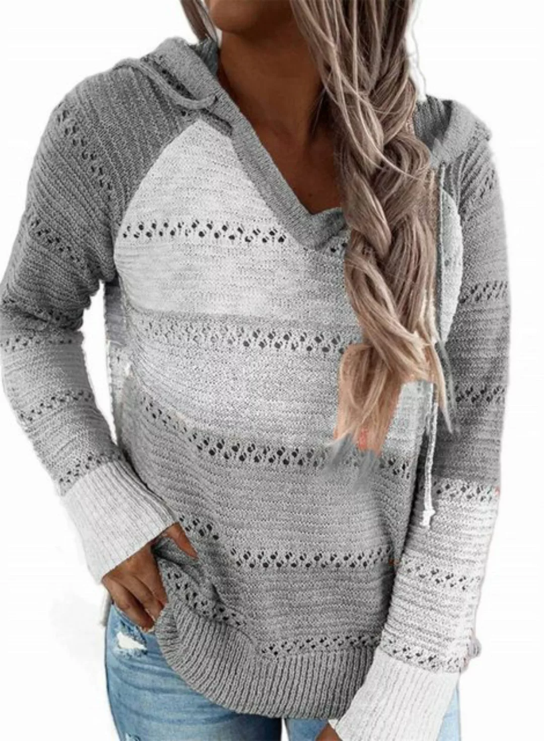 AFAZ New Trading UG Langarmshirt Damen Pullover Strickpullover V-Ausschnitt günstig online kaufen