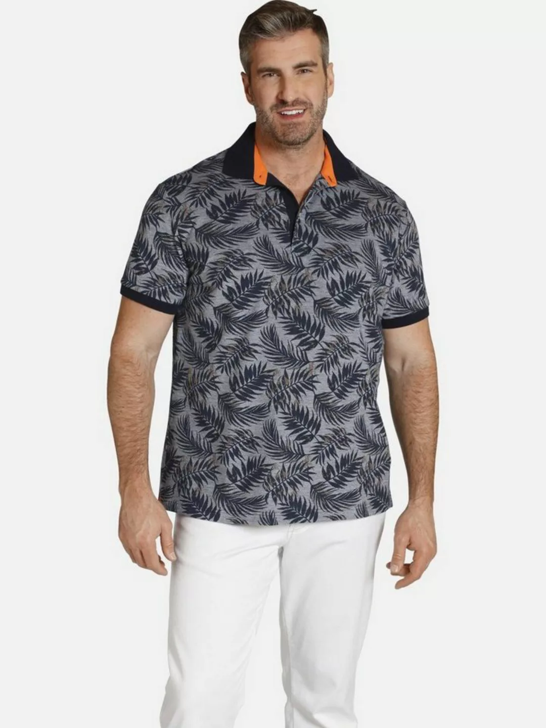 Charles Colby Poloshirt EARL ANGUS Blätterdruck auf Pikee günstig online kaufen