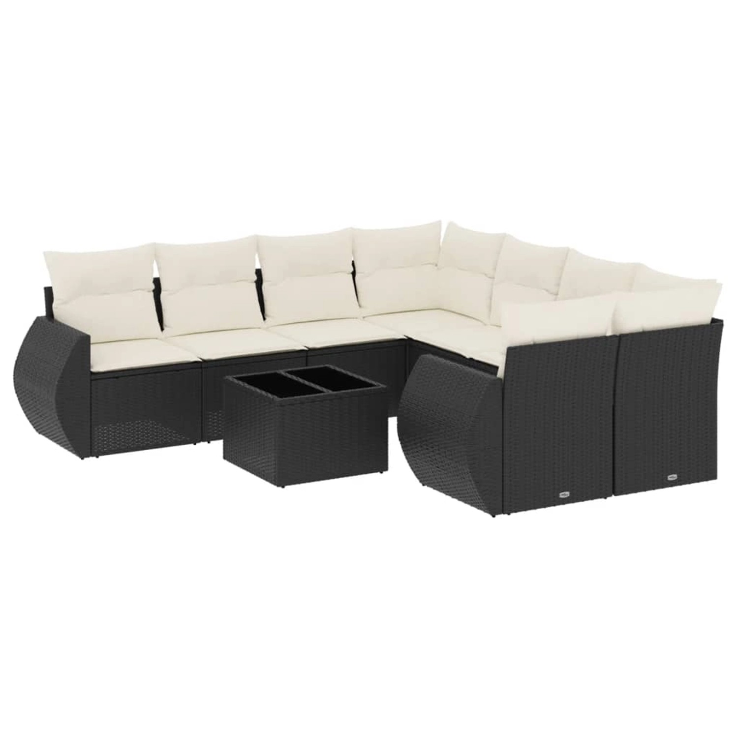 vidaXL 9-Tlg Garten-Sofagarnitur mit Kissen Schwarz Poly Rattan 3221155 günstig online kaufen