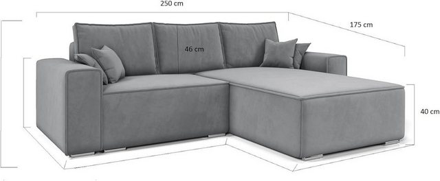 MOEBLO Ecksofa ERNO II, Ecksofa aus Cordstoff, Couch für Wohnzimmer, Schlaf günstig online kaufen