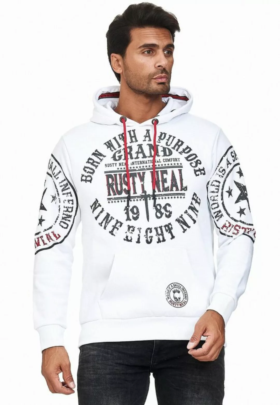 Rusty Neal Kapuzensweatshirt mit coolen Markenprints günstig online kaufen