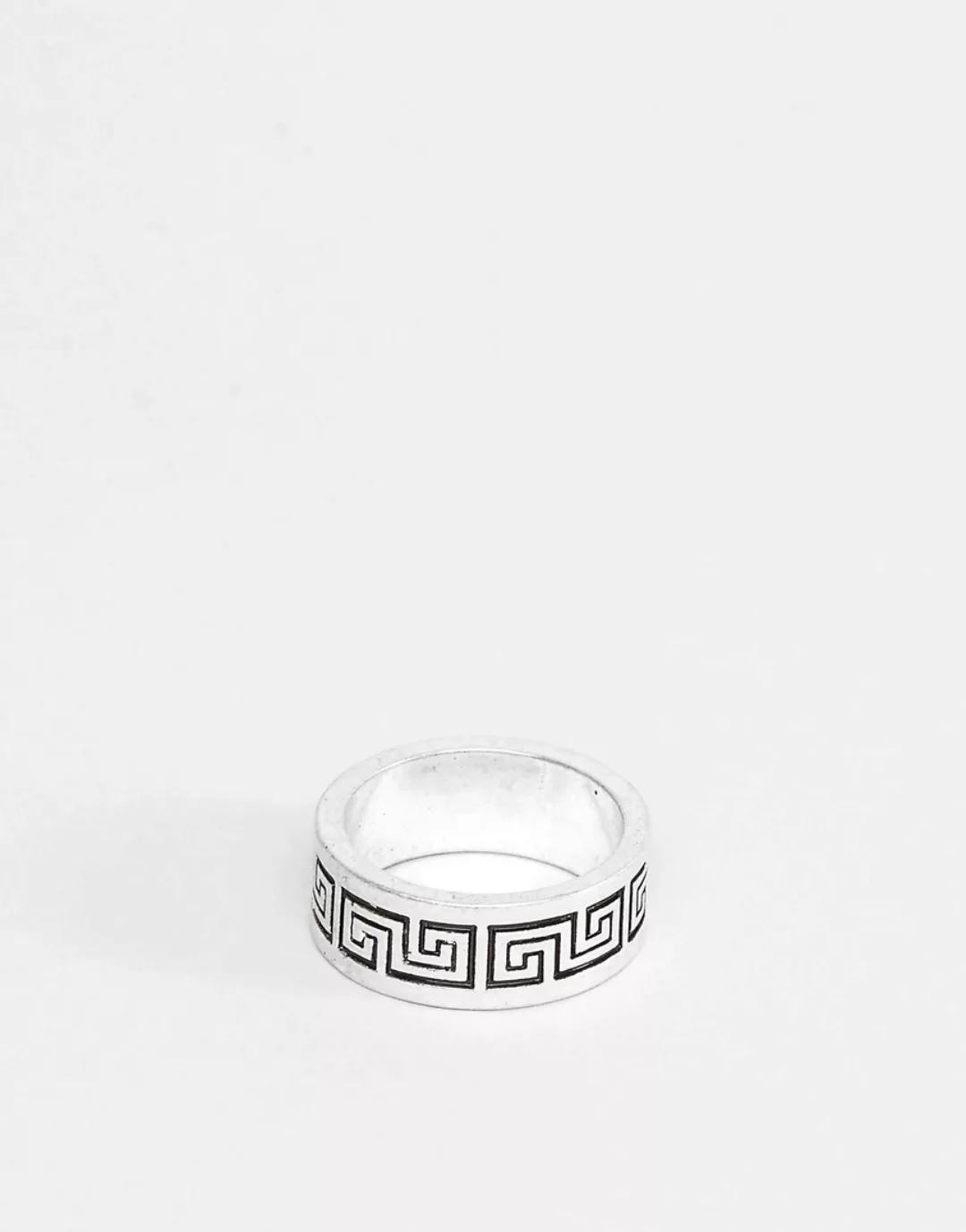 ASOS DESIGN – Flacher Ring mit antiker Prägung in Silber poliert günstig online kaufen