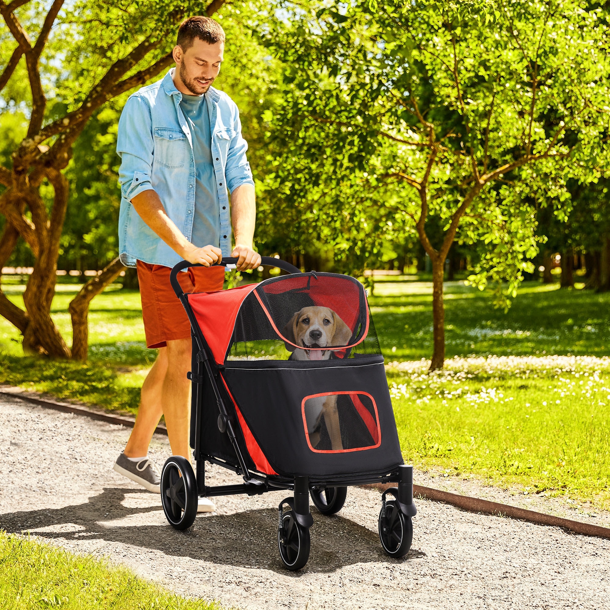 PawHut Hundewagen Hundebuggy faltbar mit Kissen für große mittelgroße Hunde günstig online kaufen