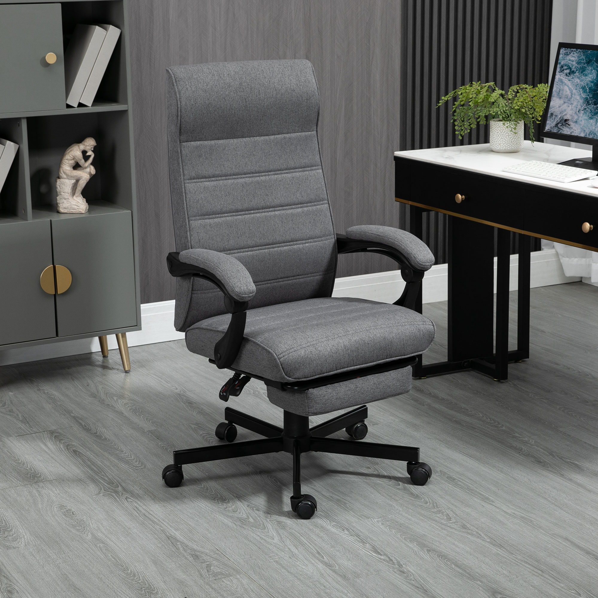 Vinsetto Ergonomischer Bürostuhl, Drehbarer Bürostuhl, Neigbar, Leinenoptik günstig online kaufen