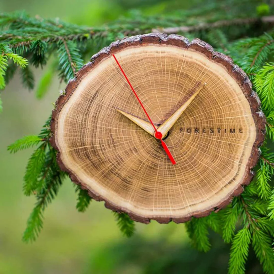 Wanduhr Forestime - Stylische Uhr Aus Echtem Eichenholzstamm günstig online kaufen