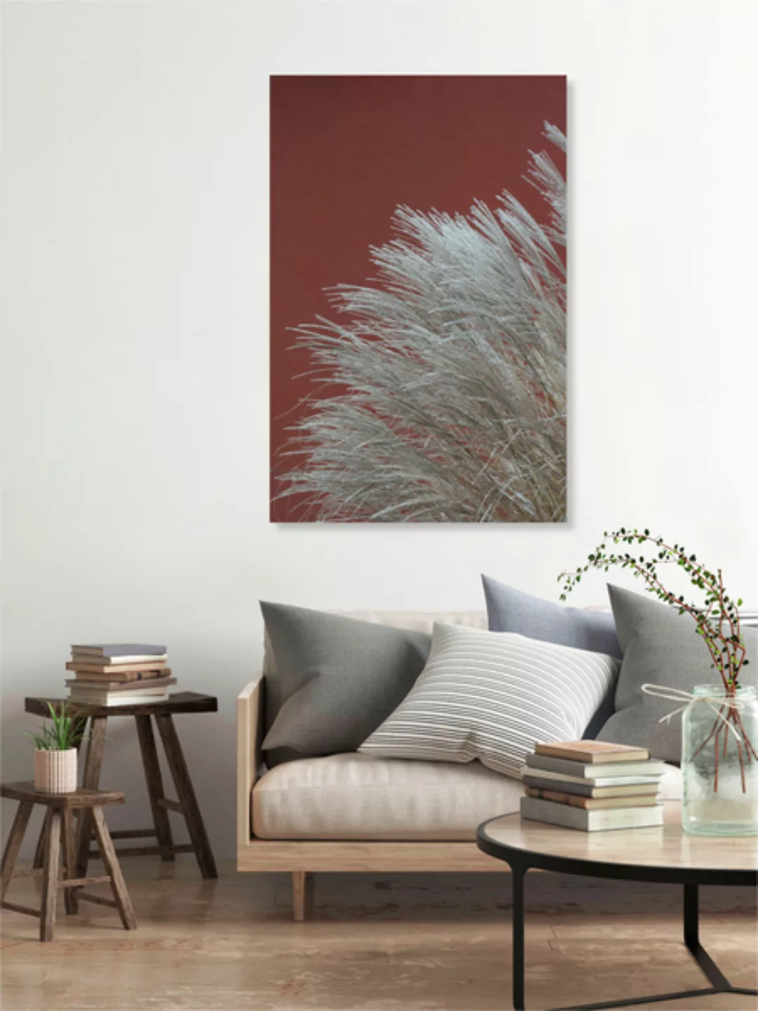 Poster / Leinwandbild - Grasses In The Wind - Terracotta günstig online kaufen