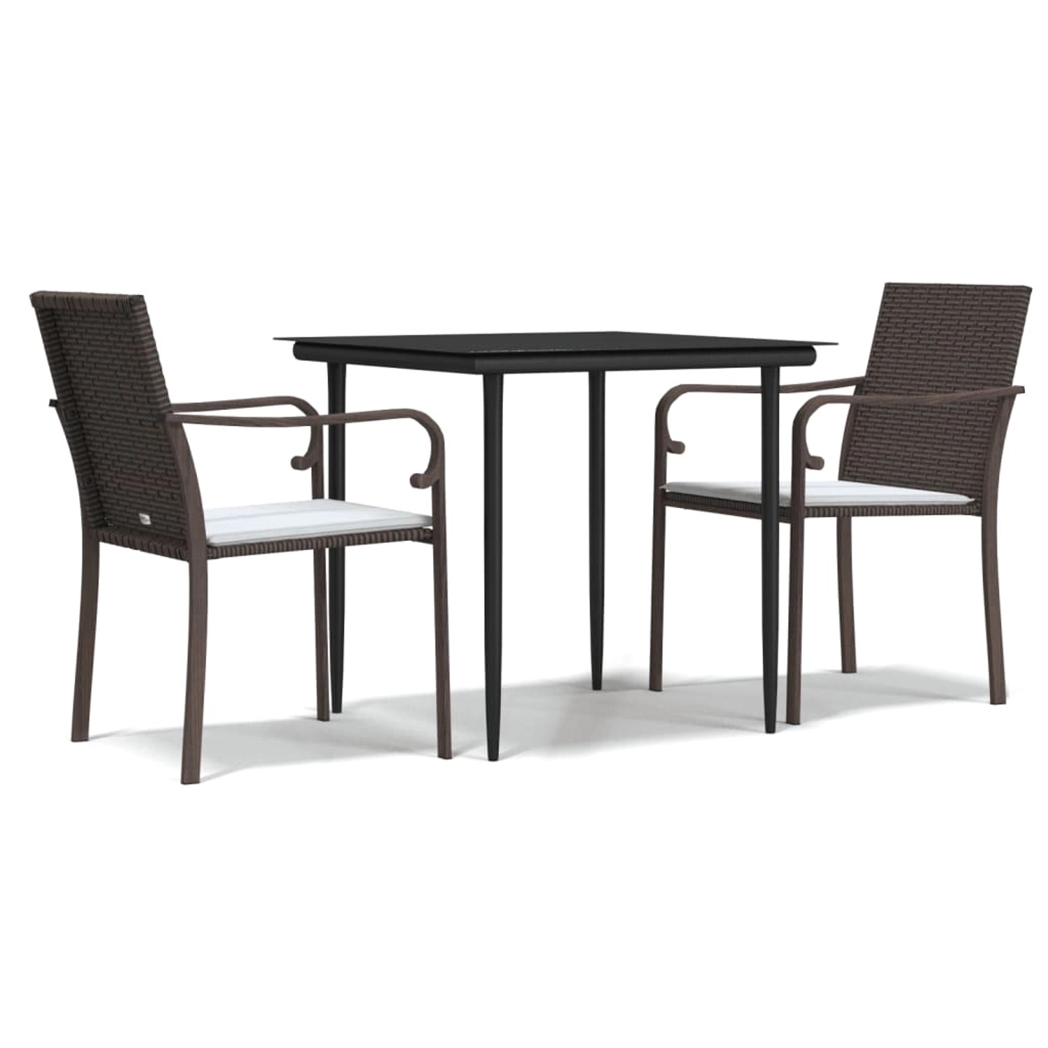 vidaXL 3-Tlg Garten-Essgruppe mit Kissen Poly Rattan und Stahl 3186937 günstig online kaufen