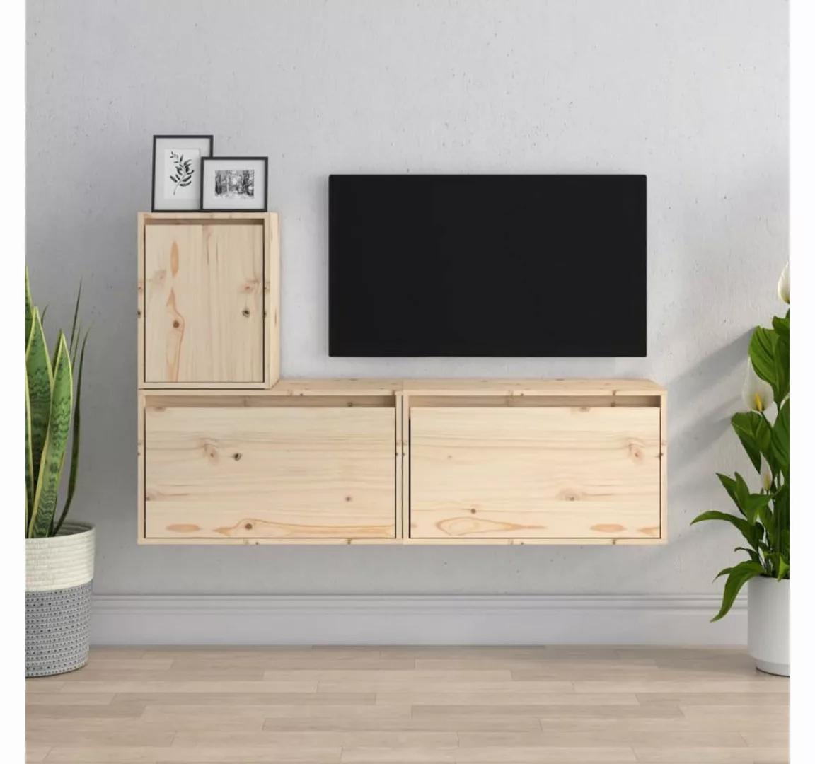 vidaXL TV-Schrank TV-Schränke 3 Stk Massivholz Kiefer Lowboard Lowboard günstig online kaufen