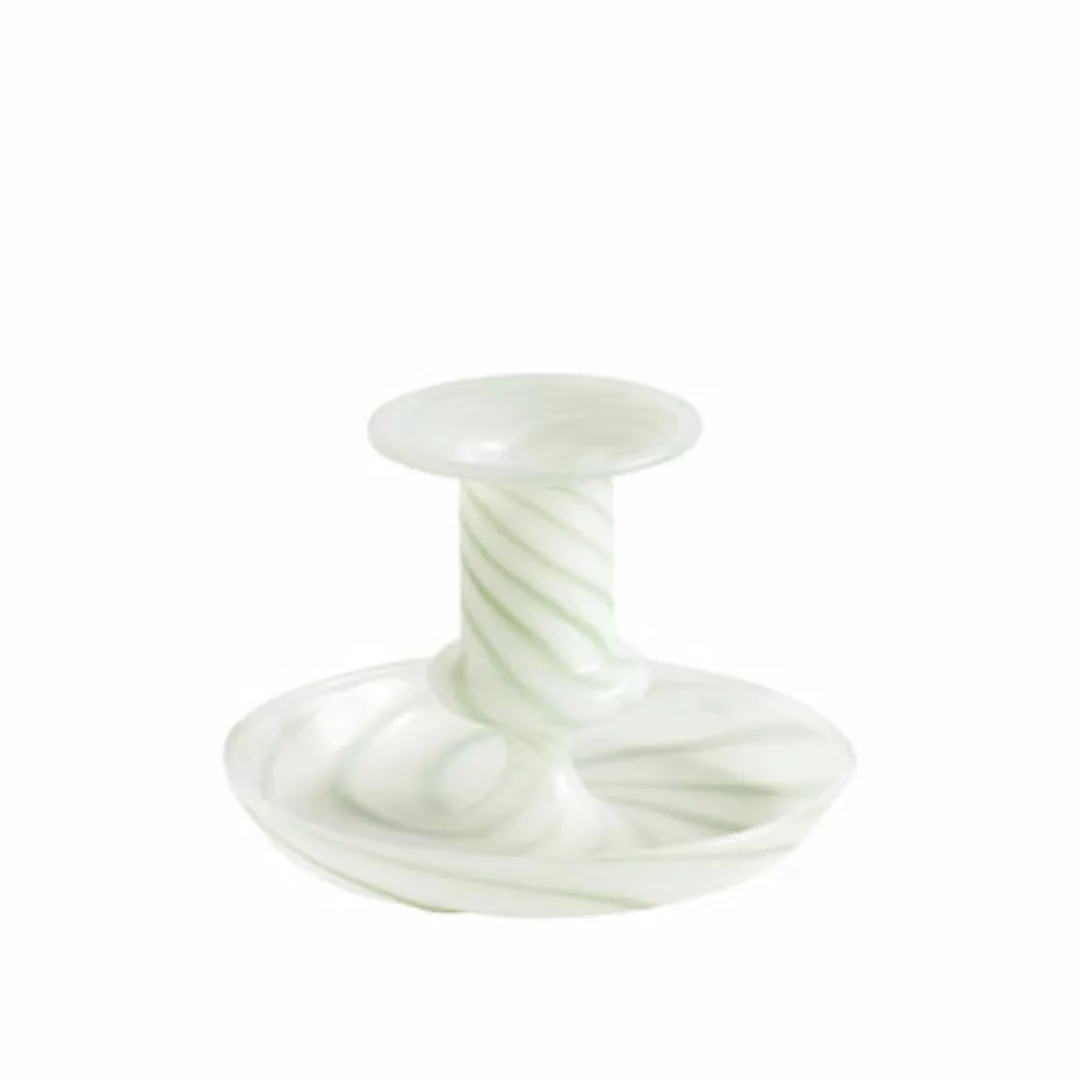 Kerzenleuchter Flare Stripe Milk Small glas weiß / H 7,5 cm - Glas - Hay - günstig online kaufen