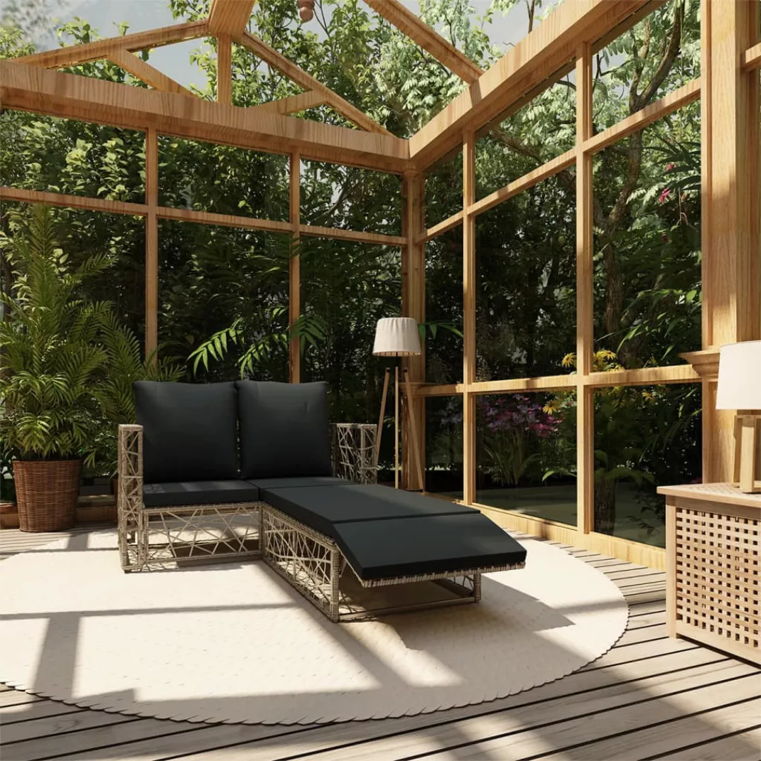 2-tlg. Garten-lounge-set Mit Auflagen Poly Rattan Grau günstig online kaufen