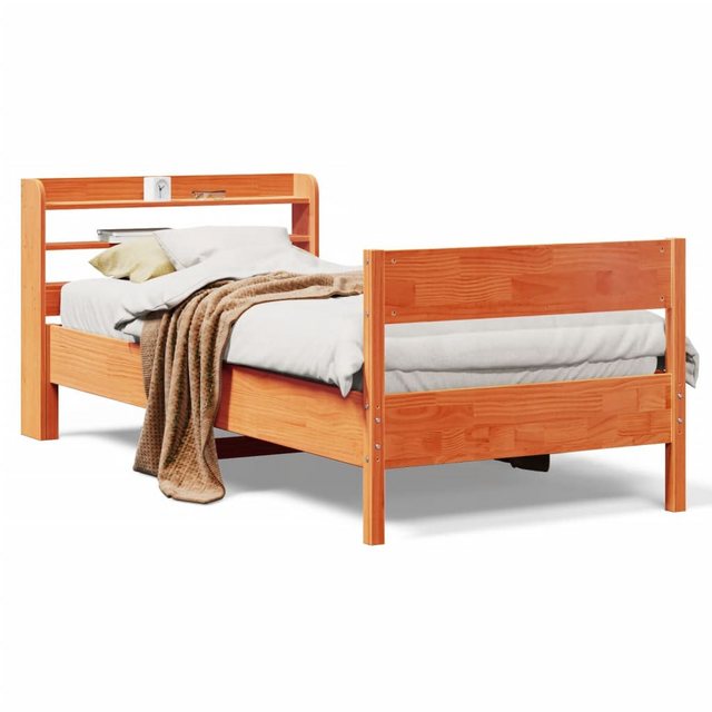 vidaXL Bett, Massivholzbett ohne Matratze Wachsbraun 90x200 Kiefernholz günstig online kaufen