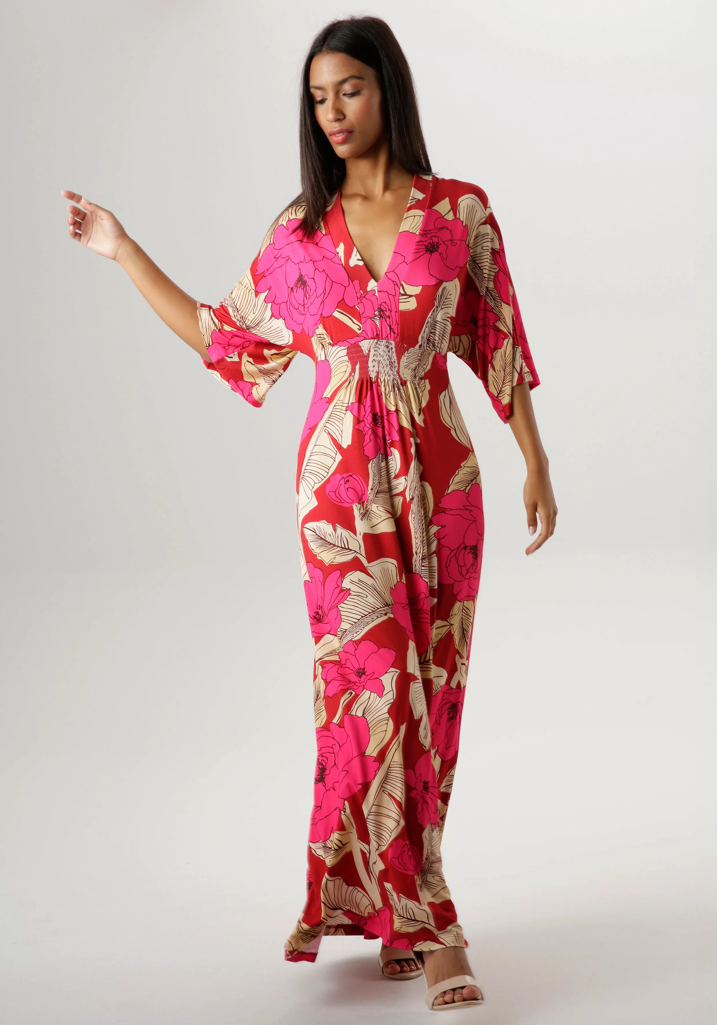 Aniston SELECTED Sommerkleid, mit großflächigem Blüten- und Blätterdruck - günstig online kaufen