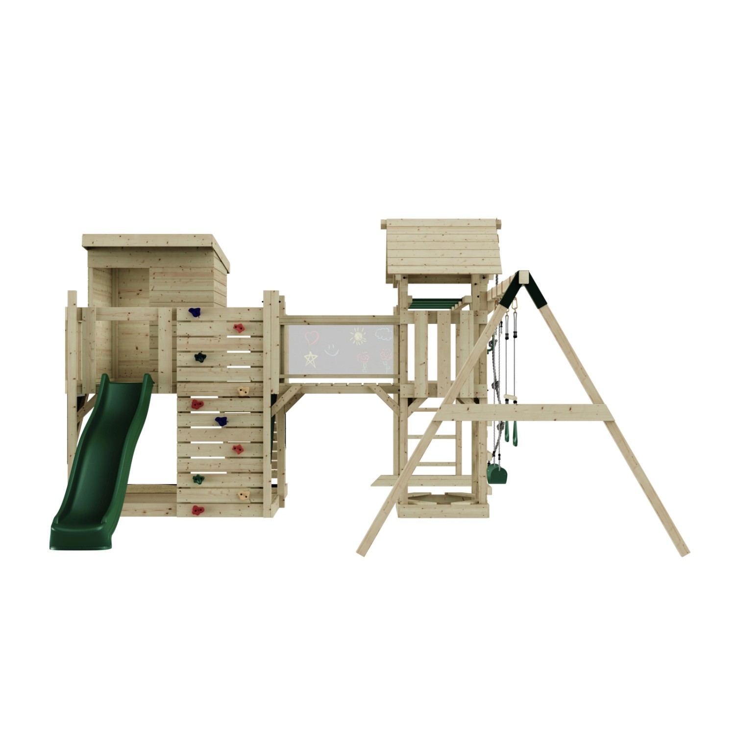 OutdoorToys Spielturm Malou mit Trapezschaukel Dunkelgrün günstig online kaufen