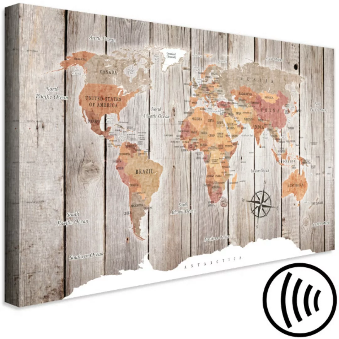 Wandbild World Map: Wooden Stories XXL günstig online kaufen
