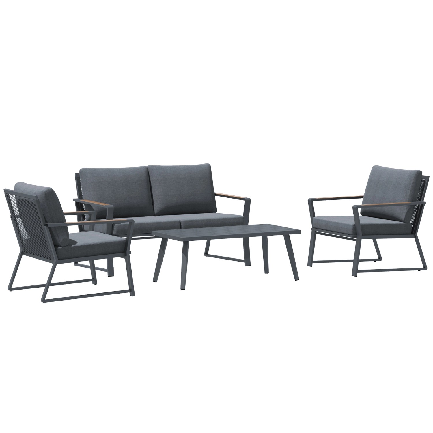 Outsunny Loungeset dunkelgrau Aluminium B/H/T/L: ca. 72x79x80x62 cm günstig online kaufen