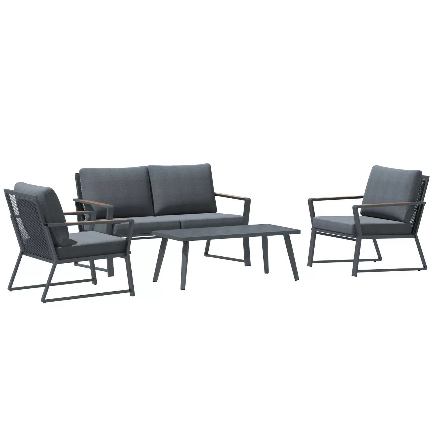 Outsunny Loungeset dunkelgrau Aluminium B/H/T/L: ca. 72x79x80x62 cm günstig online kaufen