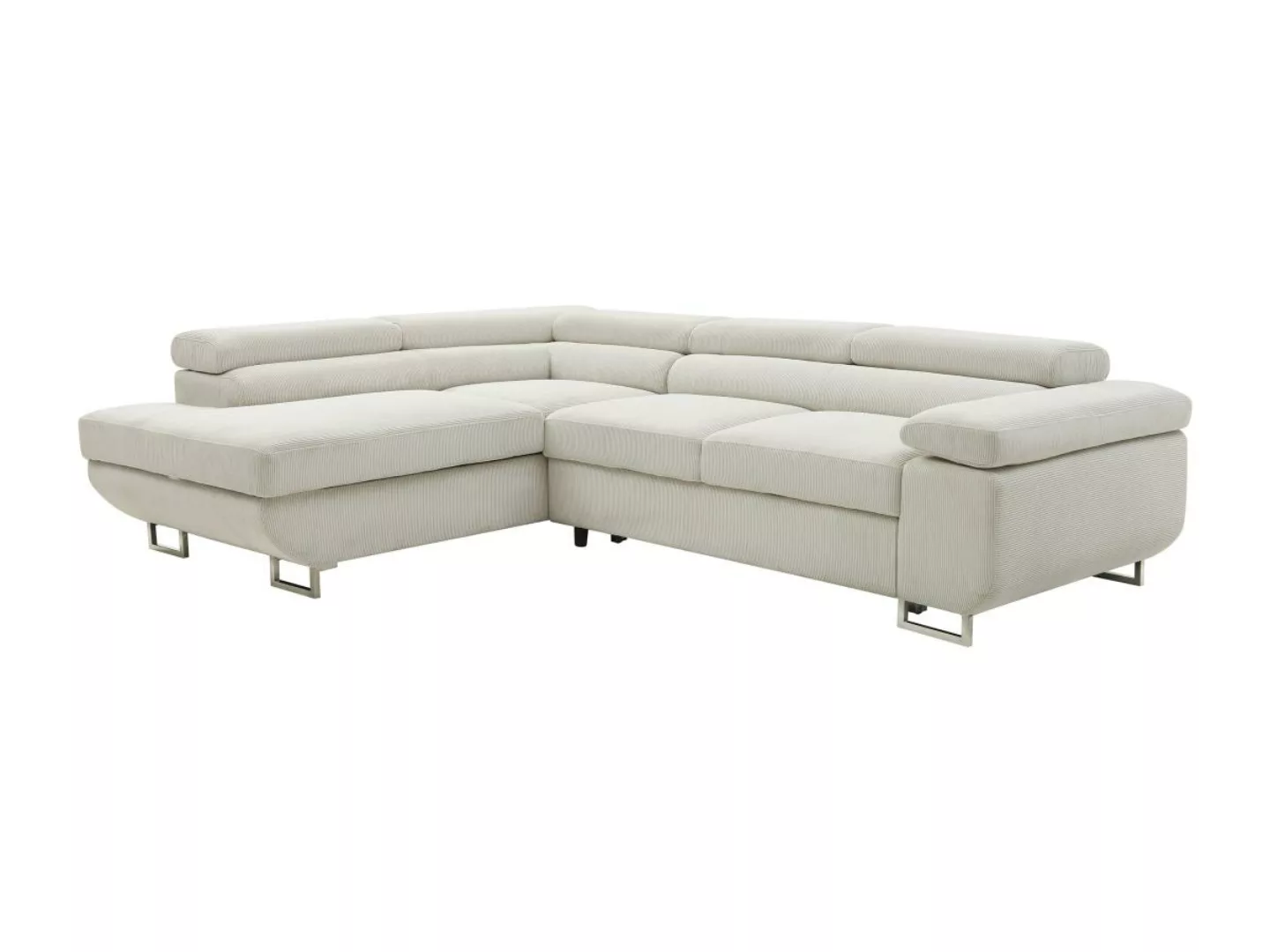 Ecksofa mit Schlaffunktion - Ecke links - Cord - Beige - NURAZIO günstig online kaufen