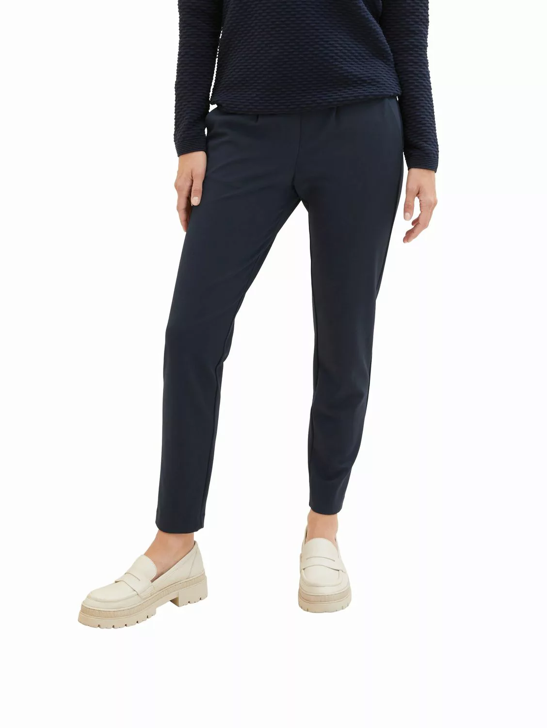 Tom Tailor Damen Hose JERSEY LOOSE ANKLE - Relaxed Fit Schwarz Blau Grau günstig online kaufen