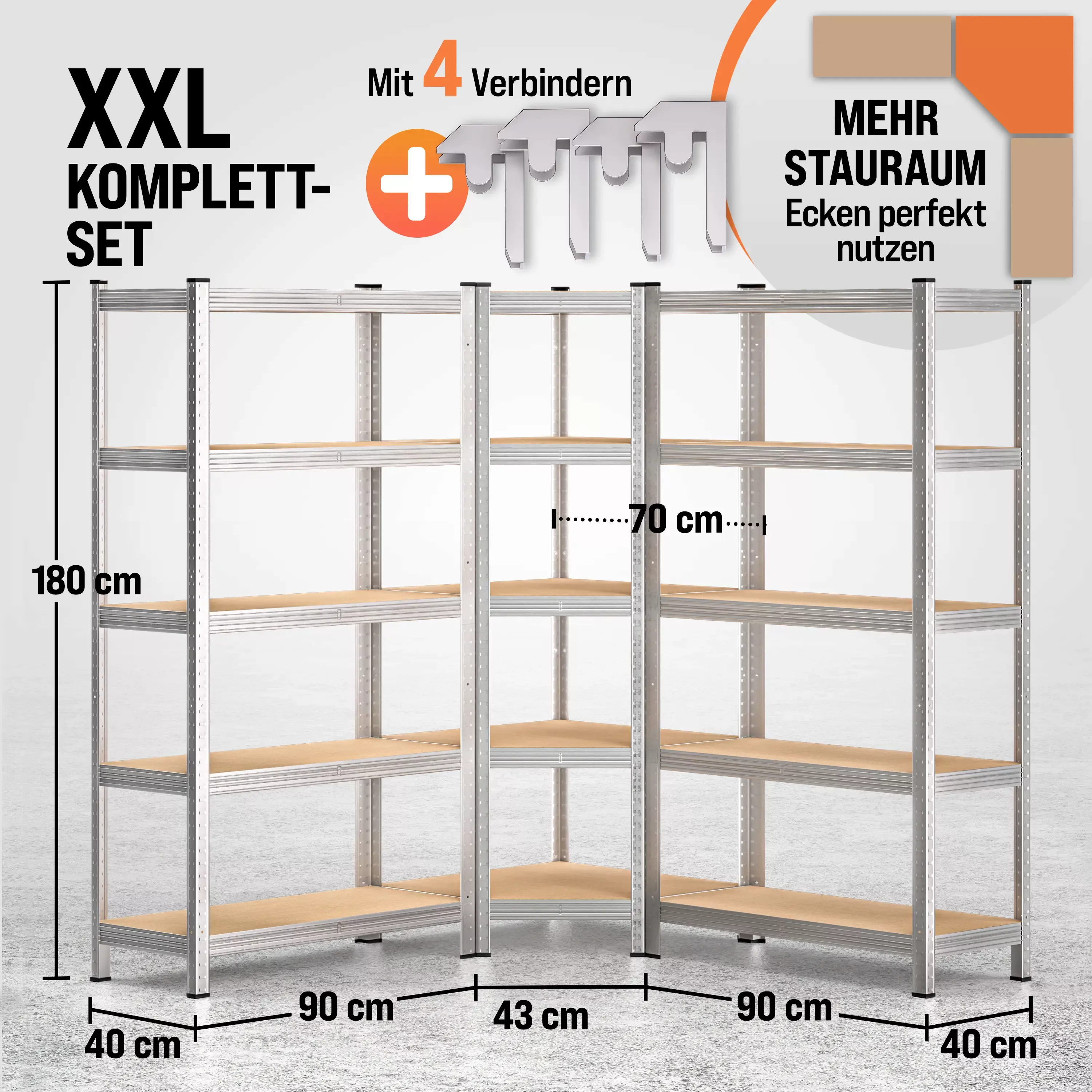 Schwerlast- und Eckregal 3er-Set verzinkt je 875kg günstig online kaufen