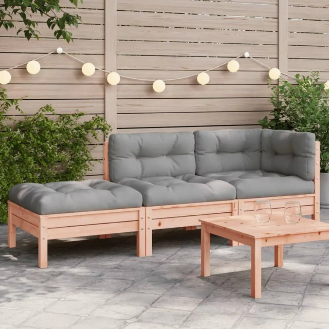 vidaXL Loungesofa Gartensofa mit Kissen und Hocker 2-Sitzer, 1 Teile günstig online kaufen