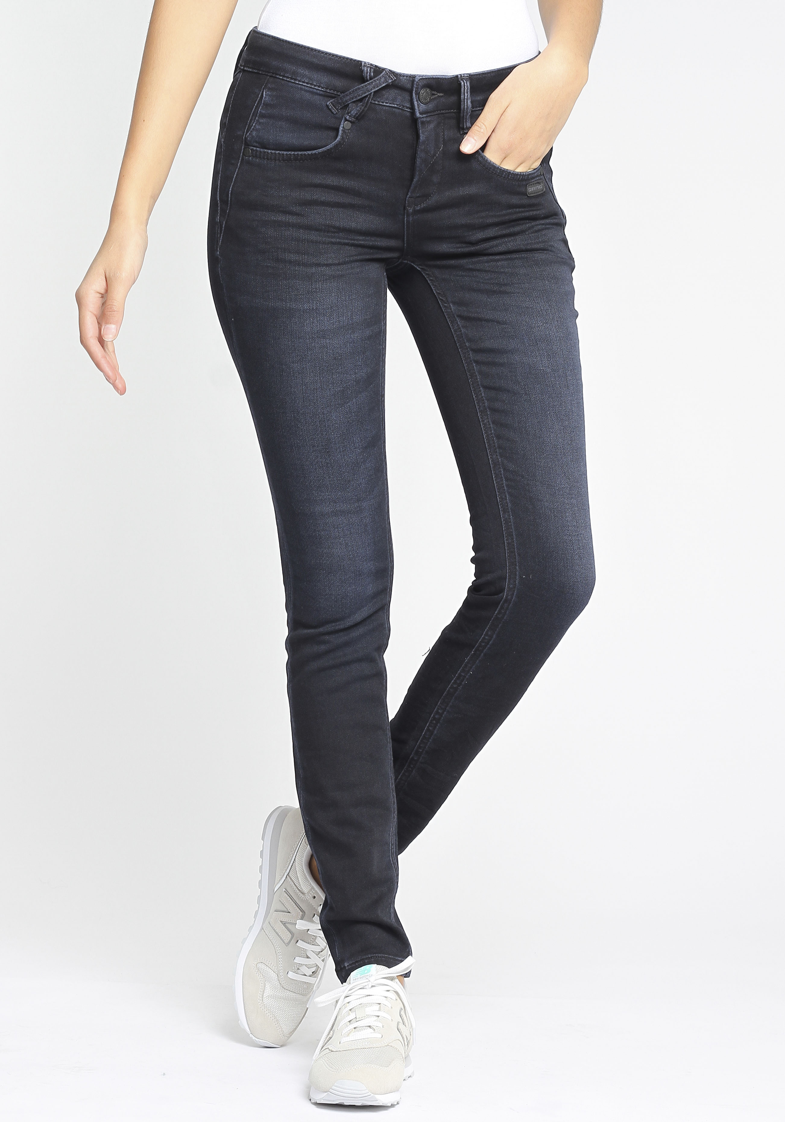 GANG Skinny-fit-Jeans "94NELE", mit gekreuzten Gürtelschlaufen vorne am Bun günstig online kaufen