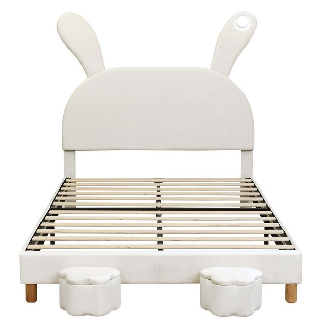 NMonet Polsterbett Kinderbett (3-tlg., Höhenverstellbares Kopfteil( mit LED günstig online kaufen