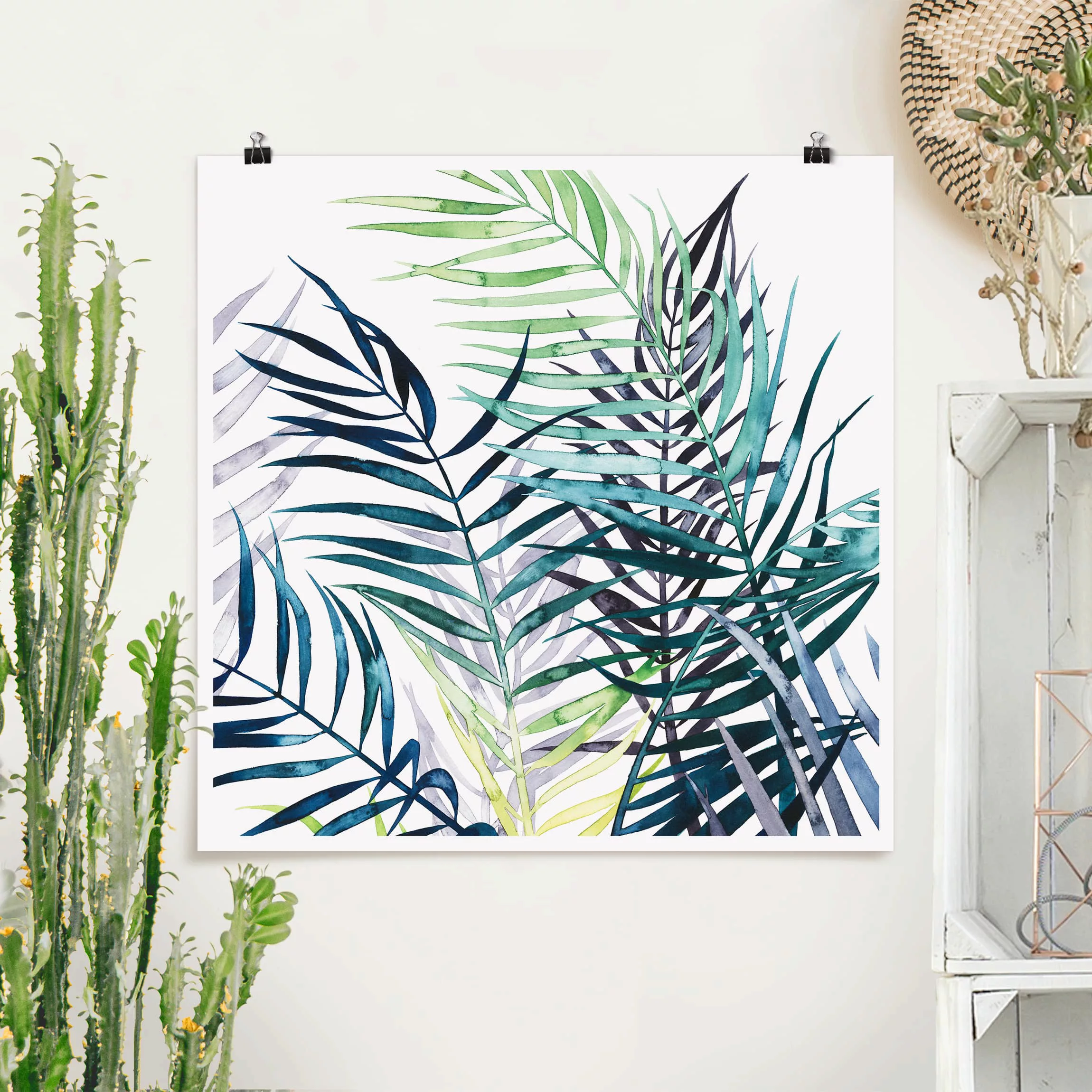 Poster Blumen - Quadrat Exotisches Blattwerk - Palme günstig online kaufen