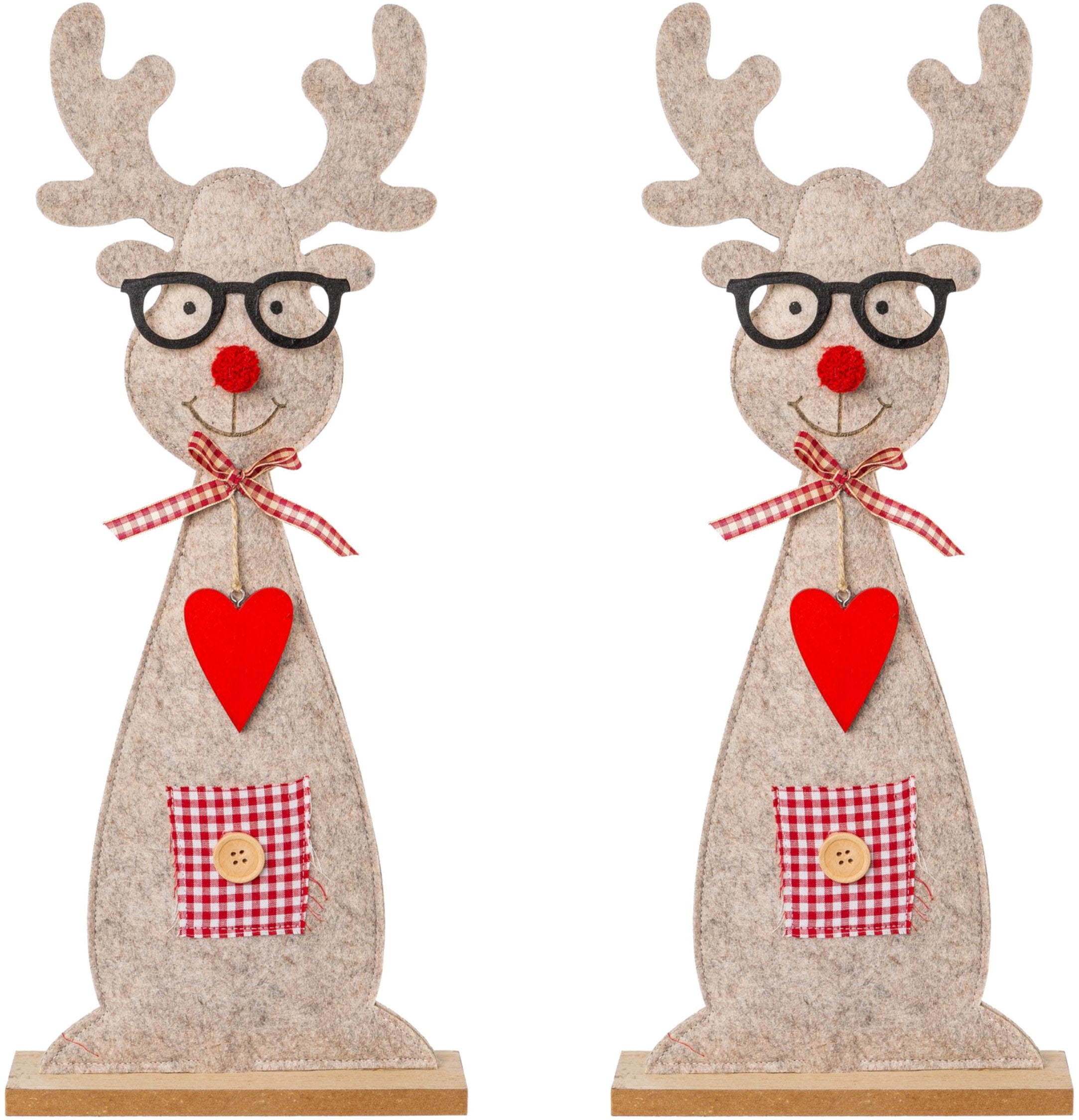 Creativ deco Weihnachtsfigur "Weihnachtsdeko", Hirsch aus Filz mit niedlich günstig online kaufen