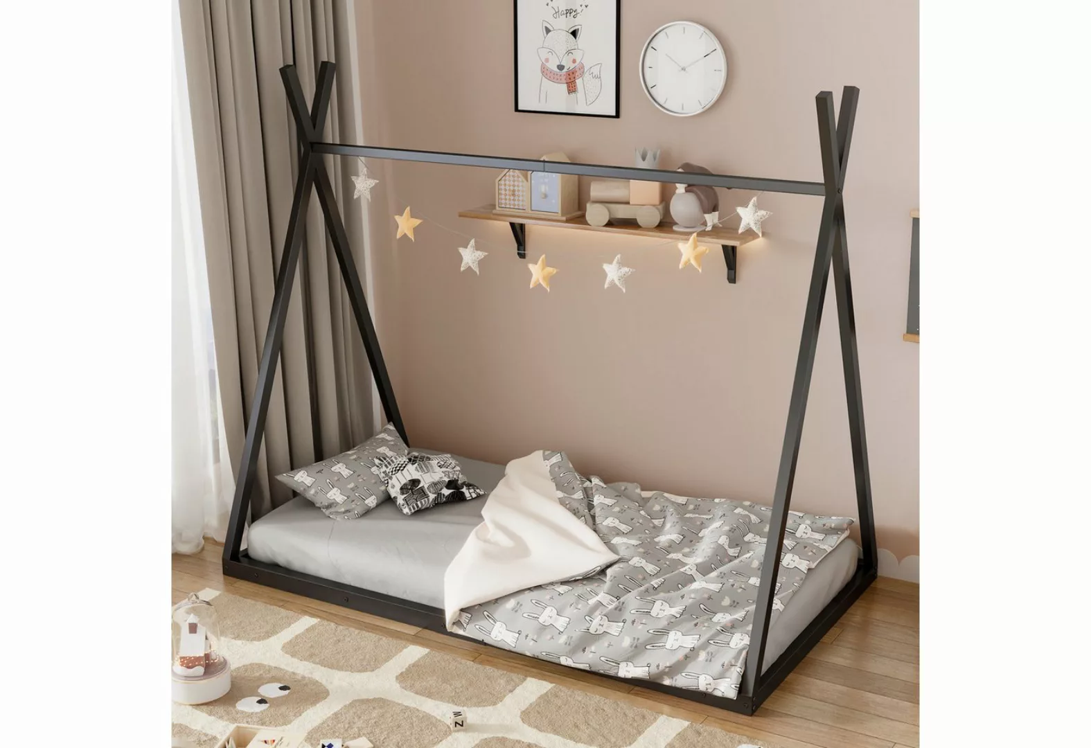 MODFU Metallbett Eisenrahmenbett, Kinderbett, Dreiecksform 90*200cm, ohne M günstig online kaufen