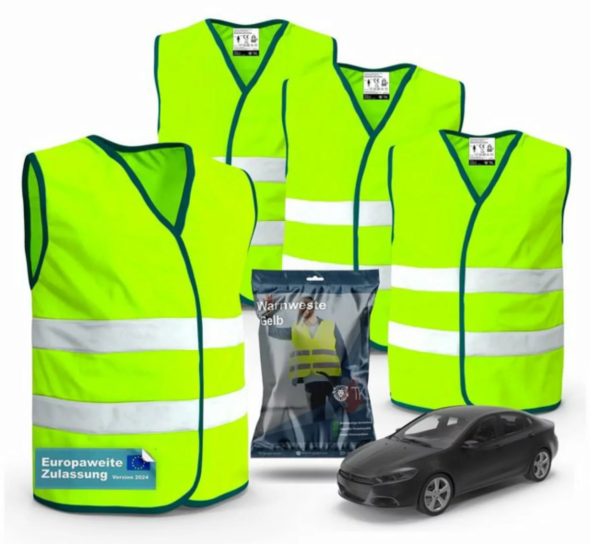 autogadget® Warnweste Sicherheitsweste Autozubehör gelb (Packung, 4x Warnwe günstig online kaufen