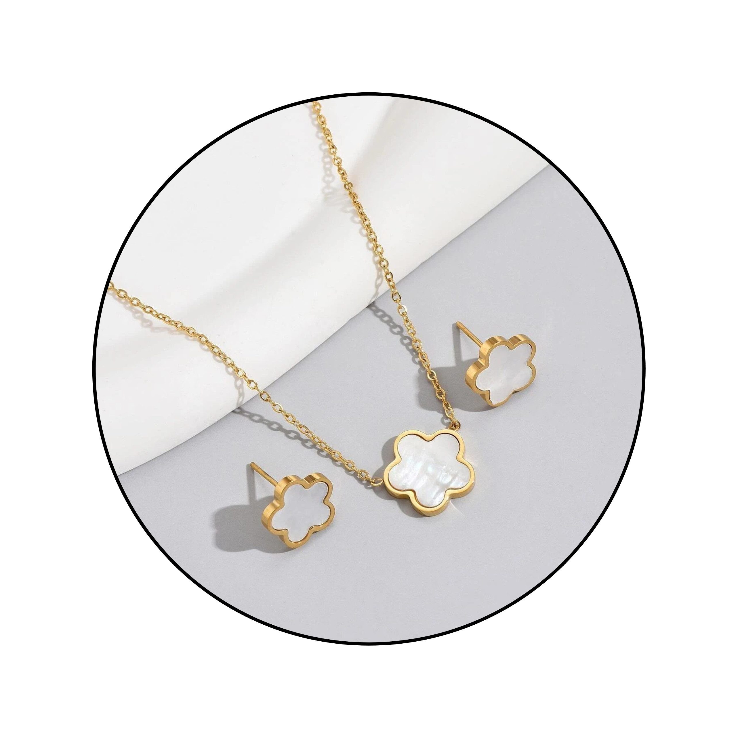 GOLDKLEIN Schmuckset Blumen Edelstahl Ohrringe Halskette günstig online kaufen