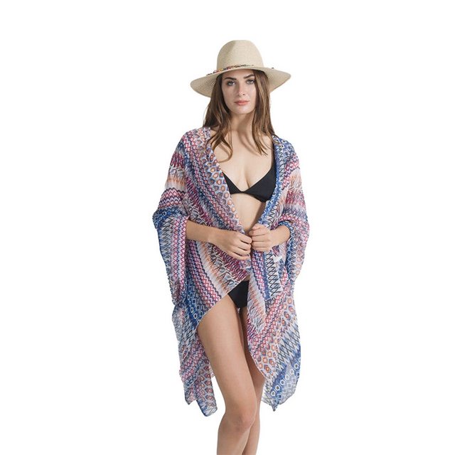 AUKUU Strandkleid Geometrisches Muster Strandumhang Sonnenschutz Cardigan 1 günstig online kaufen