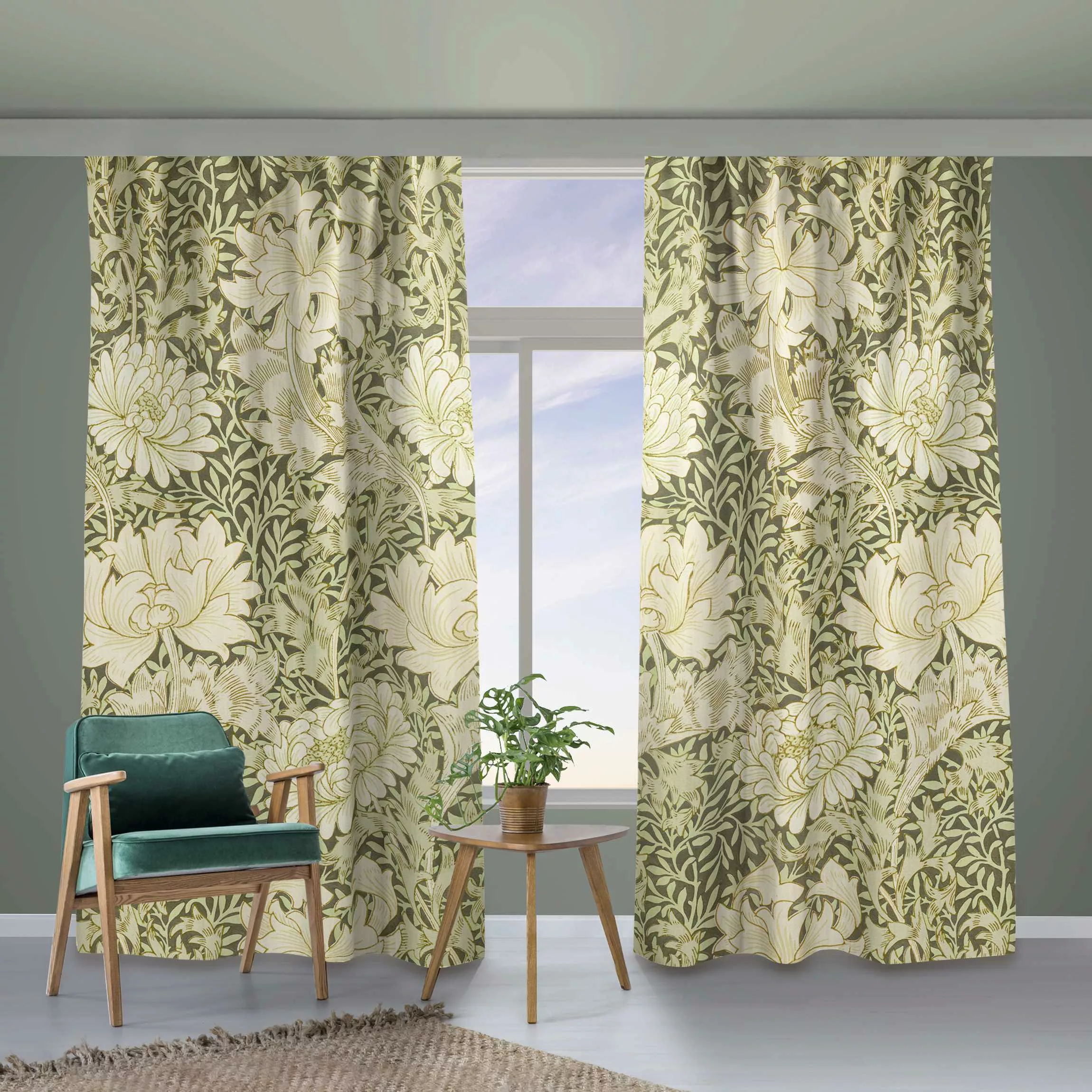 Vorhang William Morris Muster - Große Blüten günstig online kaufen