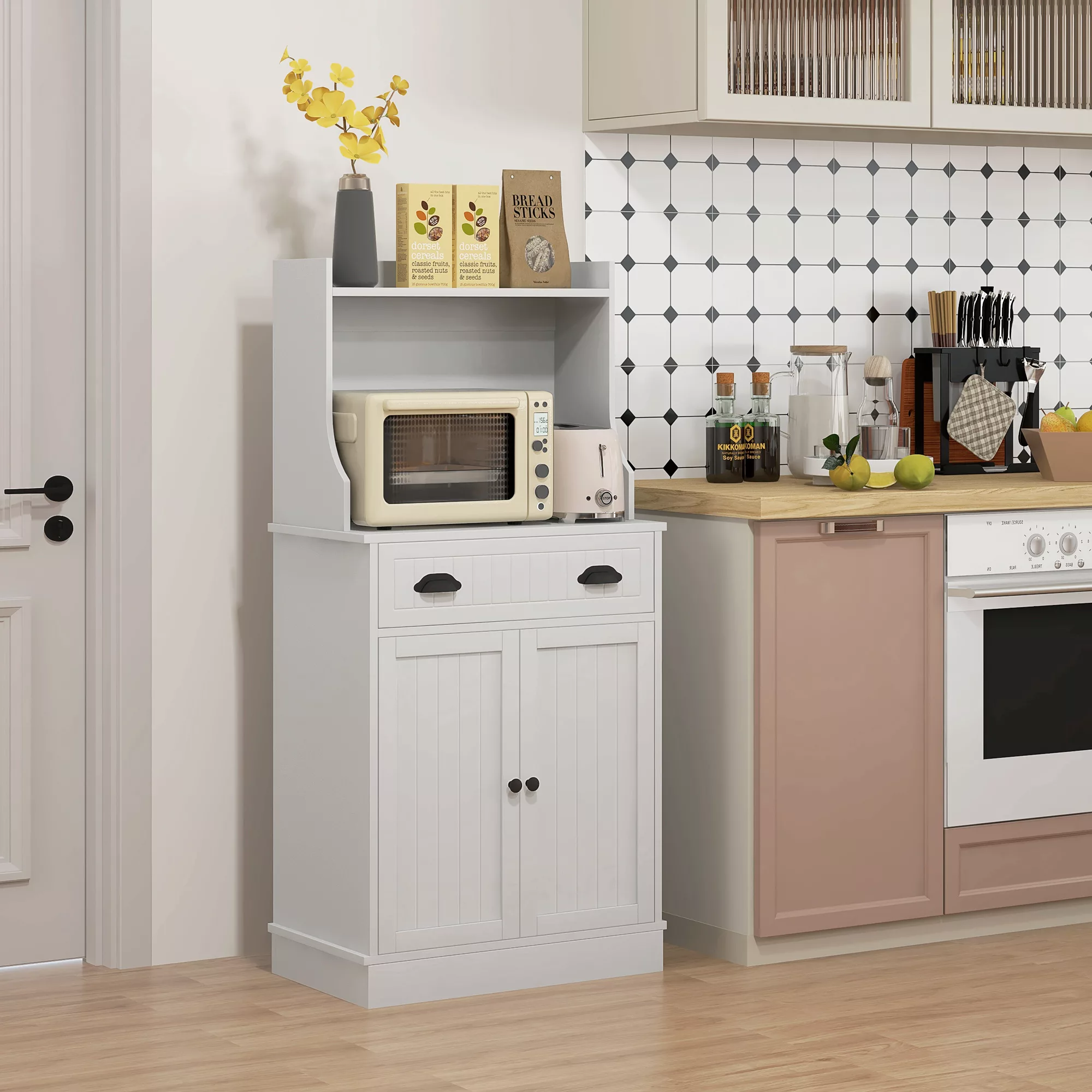 HOMCOM Mikrowellenregal, Küchenschrank, 3-stufig verstellbares Regal, mit o günstig online kaufen