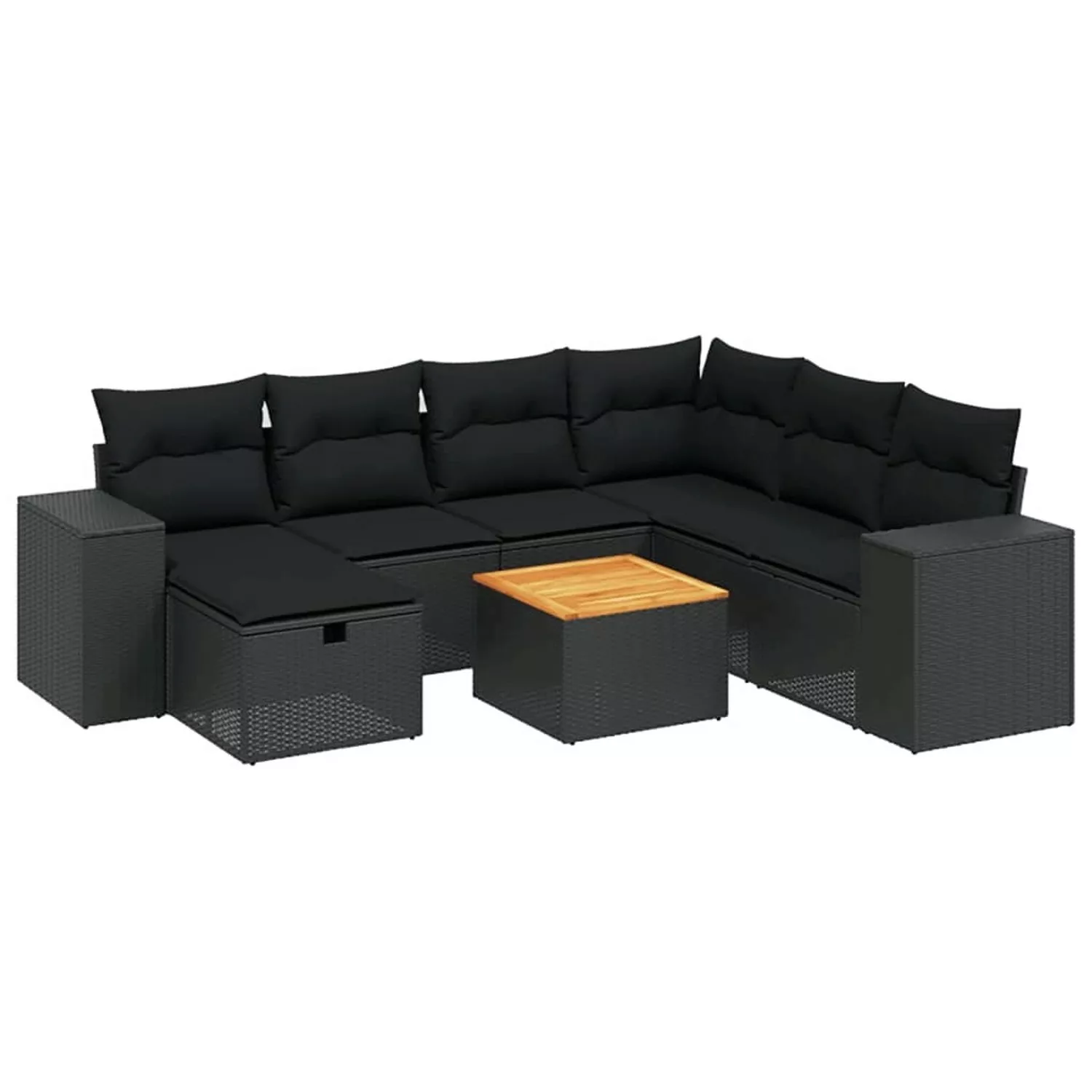 vidaXL 8-tlg Garten-Sofagarnitur mit Kissen Schwarz Poly Rattan Modell 169 günstig online kaufen