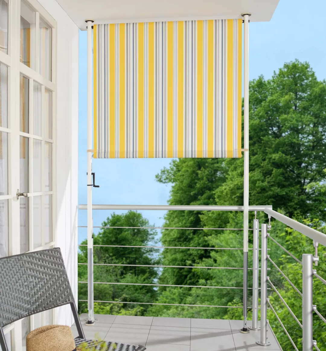 Angerer Freizeitmöbel Klemm-Senkrechtmarkise, gelb/grau, BxH: 120x225 cm günstig online kaufen