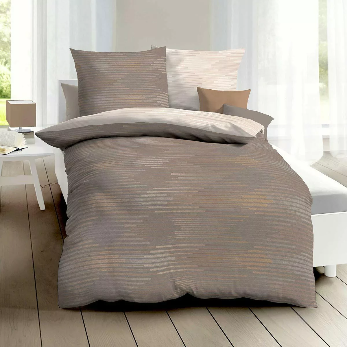 TRAUMSCHLAF Bettwäsche Ikat, Biber, 3 teilig, günstig online kaufen