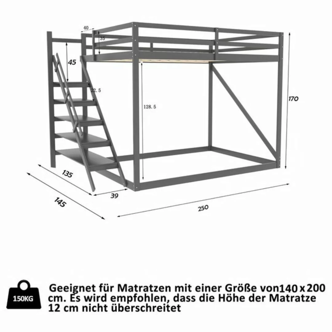 Ulife Etagenbett Kinderbett Jugendbett Hochbett mit Sicherheitsleiter, 140x günstig online kaufen