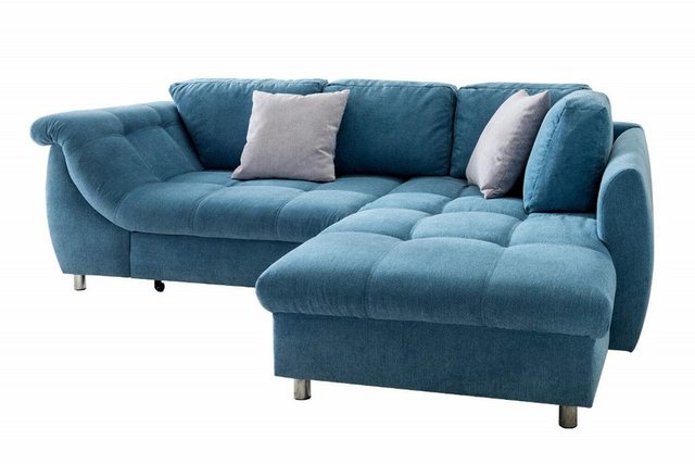 luma-home Ecksofa 17107, 250x190 cm, Ottomane rechts, Bettfunktion, Wellenu günstig online kaufen