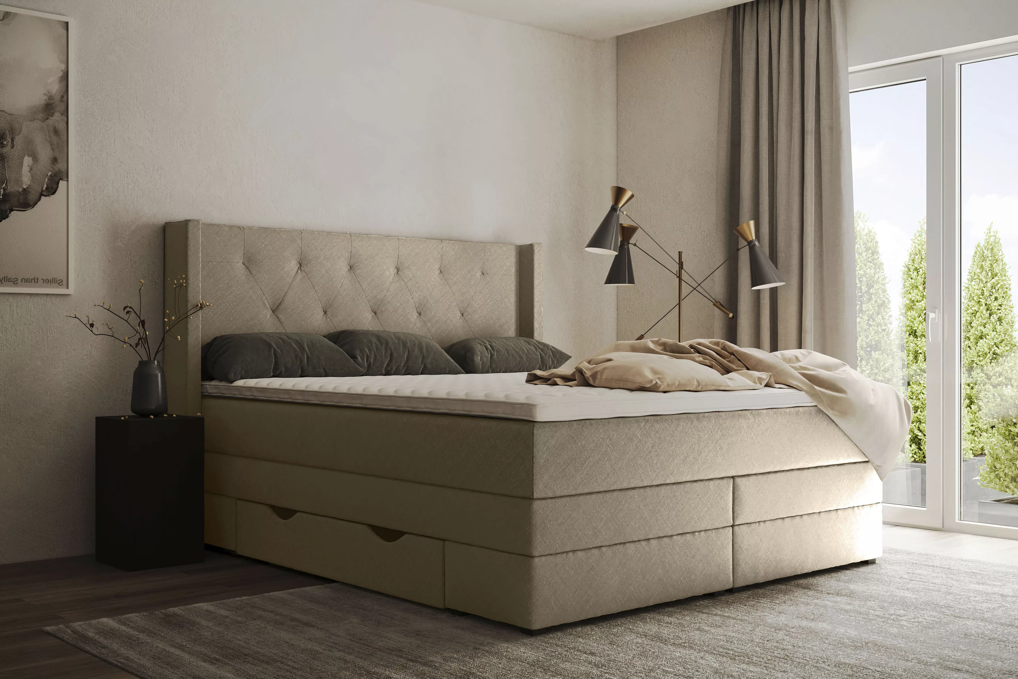 Places of Style Boxspringbett "Elegance", mit schöner Knopfheftung, in den günstig online kaufen