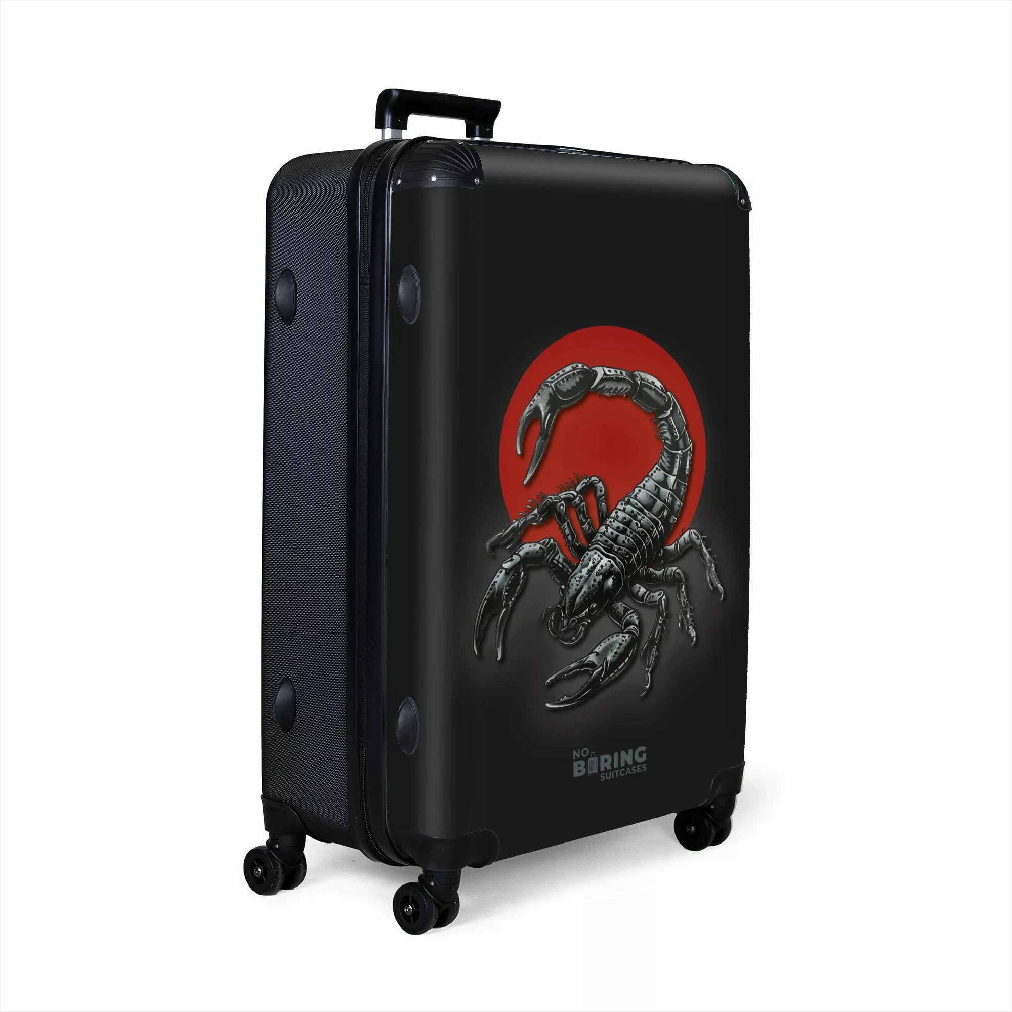 NoBoringSuitcases.com© Hartschalen-Trolley Schwarz mit rotem Kreis günstig online kaufen