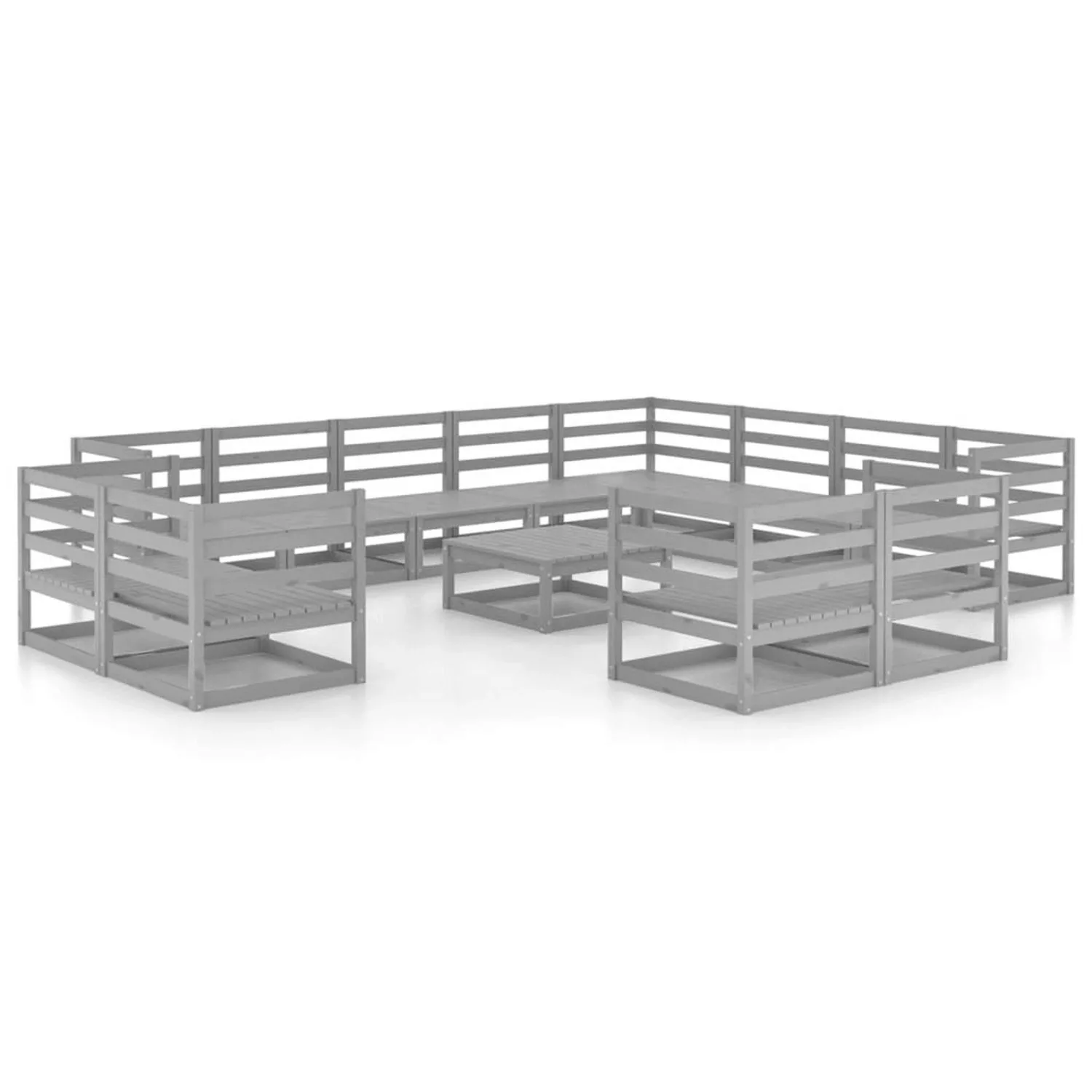 vidaXL 13-tlg Garten-Lounge-Set Grau Kiefer Massivholz Modell 5 günstig online kaufen