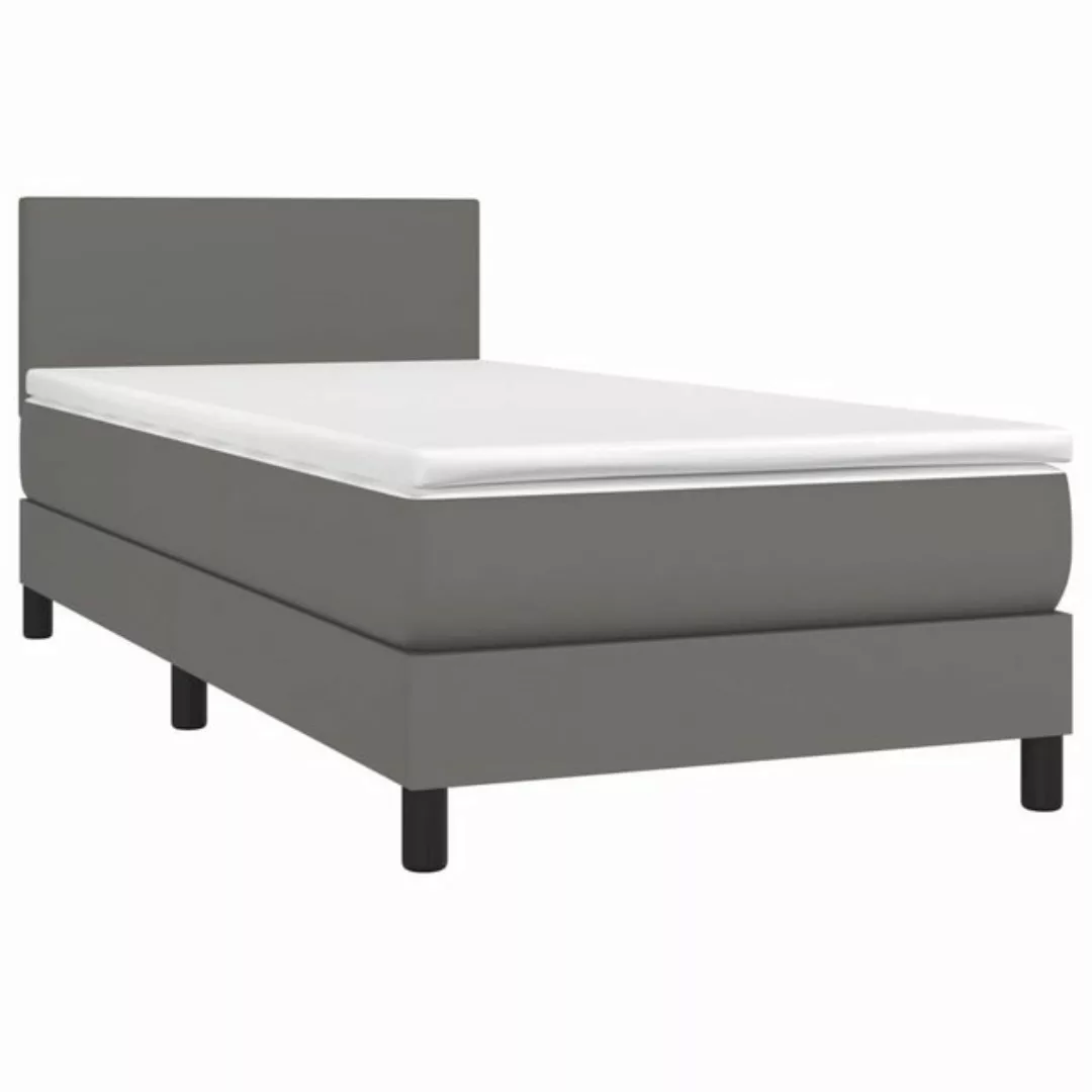 vidaXL Bettgestell Boxspringbett mit Matratze Grau 90x200 cm Kunstleder Bet günstig online kaufen